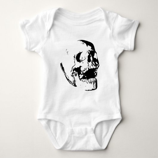 Zwart Witte Schedel Romper (Voorkant)