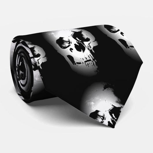 Zwart-witte schedel Stropdas (Opgerold)