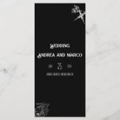 Zwart-witte schedel Tattoo bruiloft Menu (Achterkant)