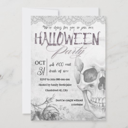 zwart-witte schedel volwassen Halloween Kaart (Voorkant)