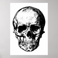 Zwart-witte  schedelillustratie