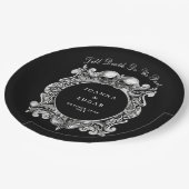 Zwart-witte schedels Gotische bruiloft Papieren Bordje (Gekanteld)