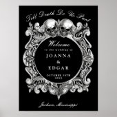 Zwart-witte schedels Gotische bruiloft welkom teke Poster (Voorkant)