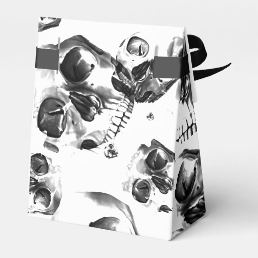Zwart & Witte Schedels Skelet Schedel Kunst Patroo Bedankdoosjes (Achterkant)