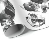 Zwart & Witte Schedels Skelet Schedel Kunst Patroo Cadeaupapier (Rol Hoek)