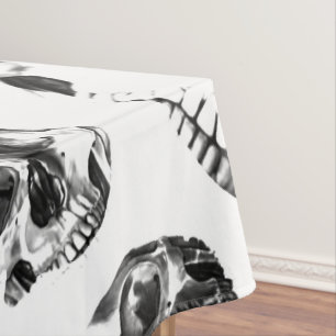 Zwart & Witte Schedels Skelet Schedel Kunst Patroo Tafelkleed