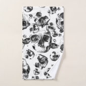 Zwart & Witte Schedels Skelet Schedel Kunstpatroon Bad Handdoek (Handdoek)
