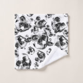 Zwart & Witte Schedels Skelet Schedel Kunstpatroon Bad Handdoek (Wasdoekje)