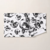Zwart & Witte Schedels Skelet Schedel Kunstpatroon Bad Handdoek (Handdoek)