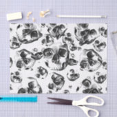 Zwart & Witte Schedels Skelet Schedel Kunstpatroon Tissuepapier (Craft)