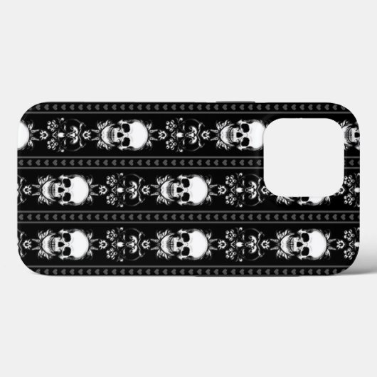 Zwart-witte schedelstrepen Case-Mate iPhone case (Achterkant (horizontaal))