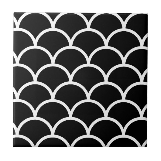Zwart-witte schelp tegeltje (Voorkant)