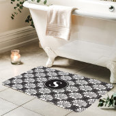 Zwart-witte schelpen kustmonogram badmat