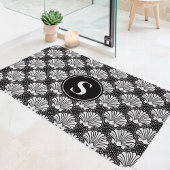 Zwart-witte schelpen kustmonogram badmat