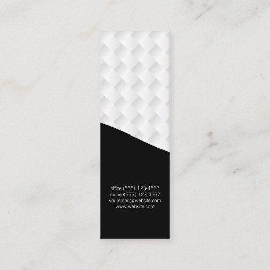 Zwart | Witte Schering Mini Visitekaartje (Achterkant)