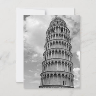 Zwart Witte Scheve Toren van Pisa Italië Feestdagenkaart