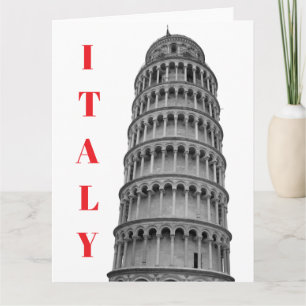 Zwart Witte Scheve Toren van Pisa Italië Kaart