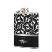 Zwart Witte Schijf Patroon Bruidsjonkers Cadeau He Heupfles (Links)