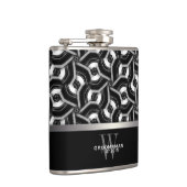 Zwart Witte Schijf Patroon Bruidsjonkers Cadeau He Heupfles (Rechts)