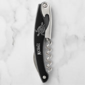 Zwart-witte schildpad monogram kustlijn kurkentrekker (Achterkant)