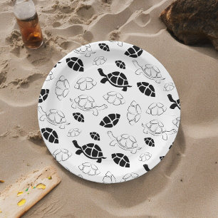 Zwart-Witte Schildpad Papieren Bordje