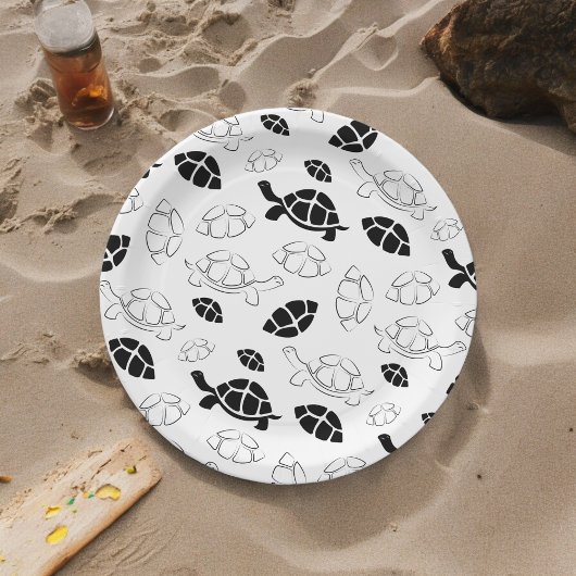 Zwart-Witte Schildpad Papieren Bordje