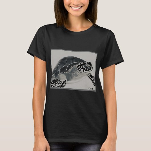 Zwart-witte schildpad. t-shirt (Voorkant)