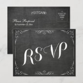 Zwart Witte Schoolbord Bloemachtige Trouw Bruiloft Uitnodiging Briefkaart (Voorkant / Achterkant)