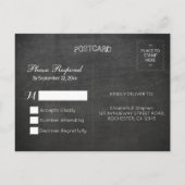 Zwart Witte Schoolbord Bloemachtige Trouw Bruiloft Uitnodiging Briefkaart (Achterkant)