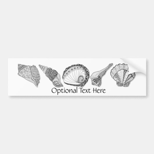 Zwart-witte Seashell Art Bumpersticker (Voorkant)