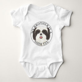 Zwart-witte Shih Tzu broer Romper