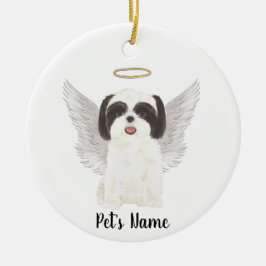 Zwart & Witte Shih Tzu Condoleance Herdenking Keramisch Ornament