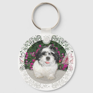 Zwart & Witte Shih Tzu Puppy Reddingshond Sleutelhanger
