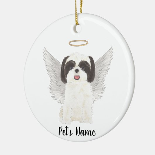 Zwart & Witte Shih Tzu Sympathie Herdenking Keramisch Ornament (Links)