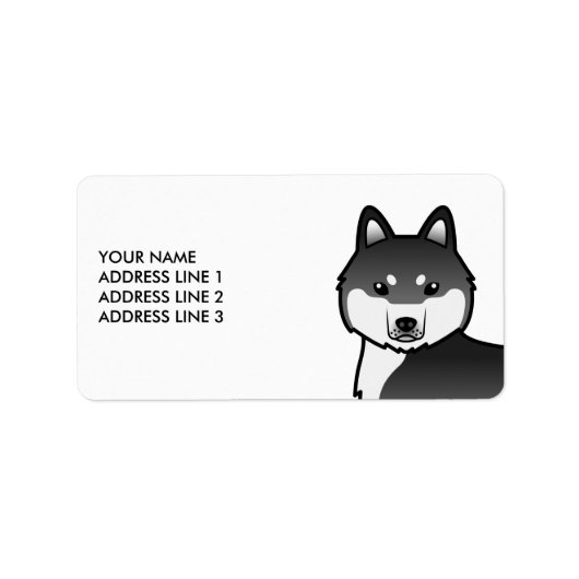Zwart-witte Siberische Husky-hond & aangepaste tek Etiket (Voorkant)