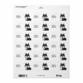 Zwart-witte Siberische Husky-hond & aangepaste tek Etiket (Full Sheet)