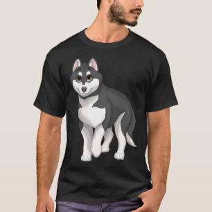 Zwart-witte Siberische Husky-hond met bruine ogen T-shirt