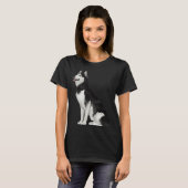 Zwart-witte Siberische Husky T-shirt (Voorkant volledig)