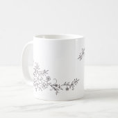 Zwart-witte sierbloem koffiemok (Voorkant links)
