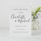 Zwart-witte Signature Huwelijk Save the Date Kaart (Staand voorkant)