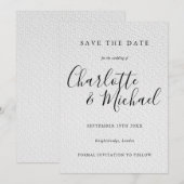 Zwart-witte Signature Huwelijk Save the Date Kaart (Voorkant / Achterkant)