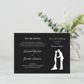 Zwart Witte Silhouet Bruiloft Kaart (Staand voorkant)