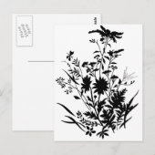Zwart-witte Silhouette Floral...briefkaart Briefkaart (Voorkant / Achterkant)