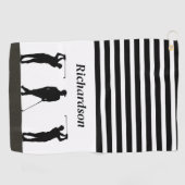 Zwart-witte Silhouette Golfer Golfhanddoek (Horizontaal)