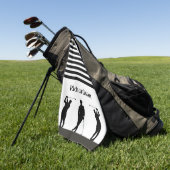 Zwart-witte Silhouette Golfer Golfhanddoek (Groen)