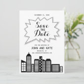 Zwart & Witte Silhouette Save The Date Kaart (Staand voorkant)
