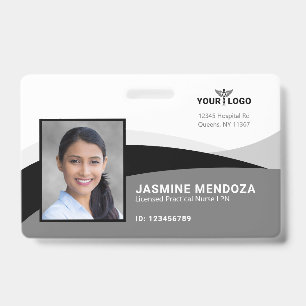 Zwart Witte Sjabloon Zakelijk Logo Foto Naam ID Badge