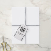 Zwart Witte Skelet Bloem Roos Wijnstok Bruiloft Cadeaulabel (Met Touw)