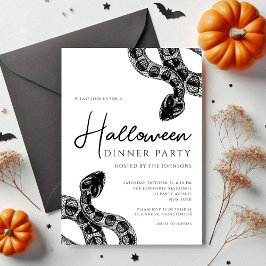 Zwart-Witte Slangen Dinerfeest Halloween Kaart