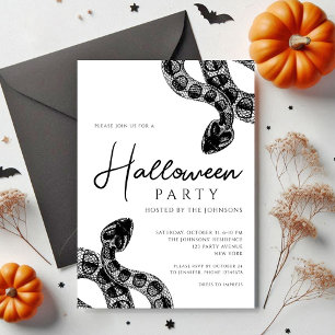 Zwart-Witte Slangen Halloween Feest Kaart
